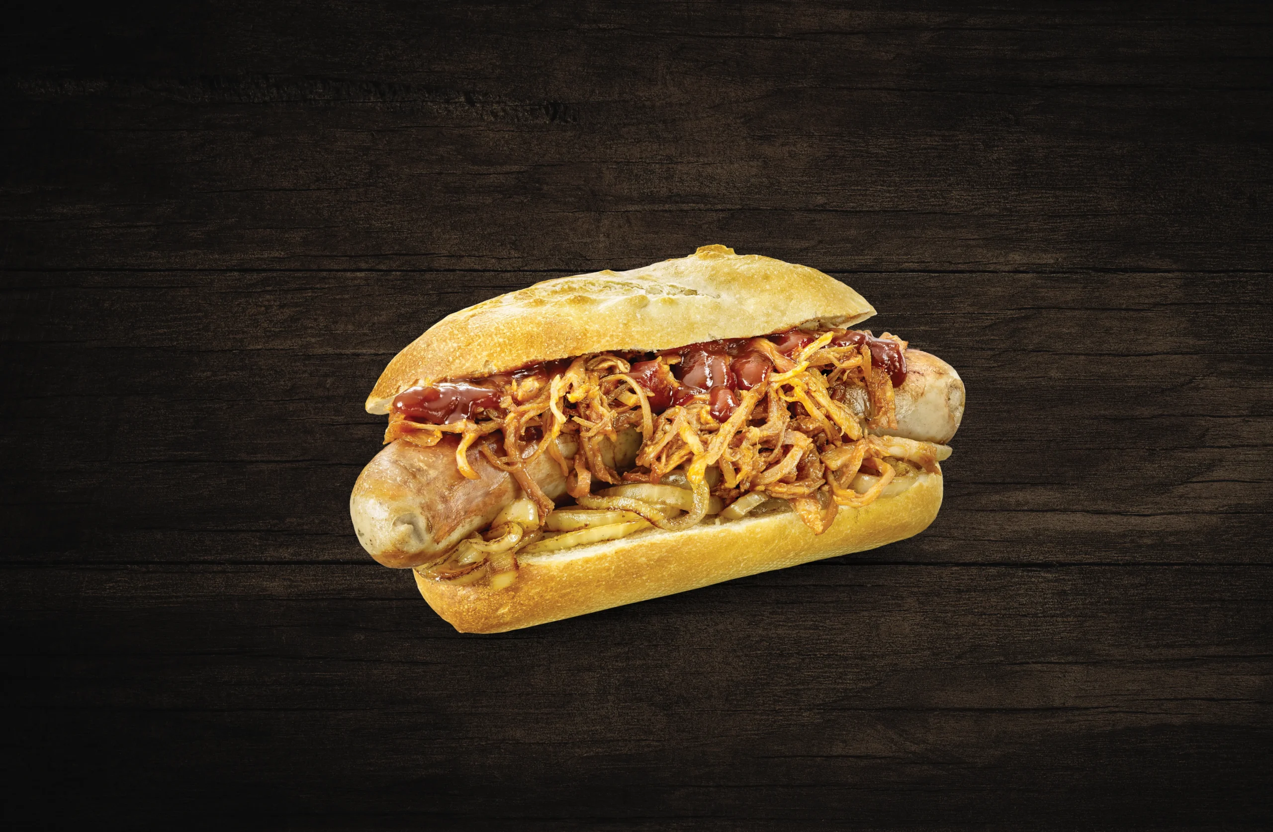 Broodje braadworst rijkelijk