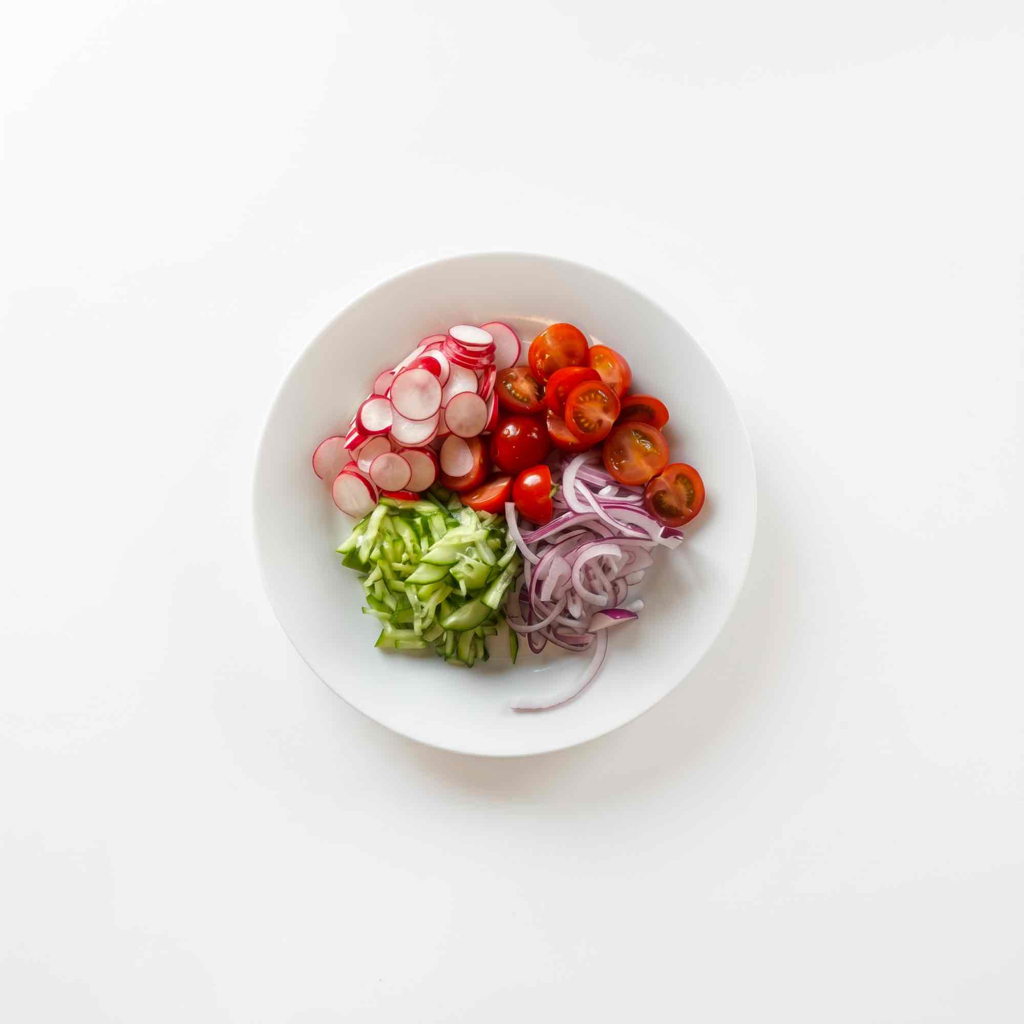 Stap 2 salade gefrituurde kip
